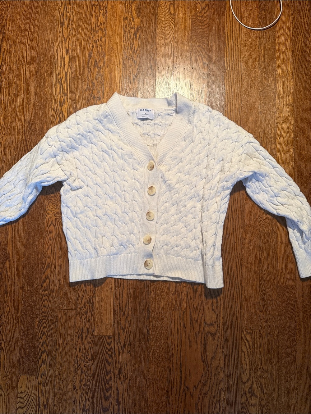 Old Navy Cream Cable Knit Button-Front Cardigan
